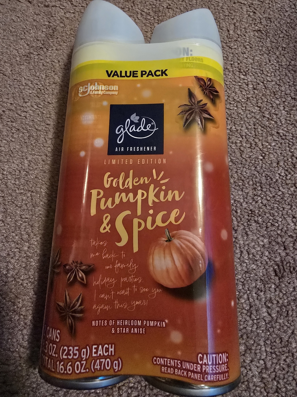 Glade Golden Pumpkin & Spice Air Freshener Spray - Orange (Value Pack)